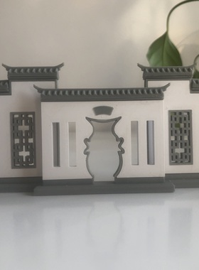 中式仿古门洞花窗门洞古建摆件马头墙景墙造景盆景拼装树脂微景观