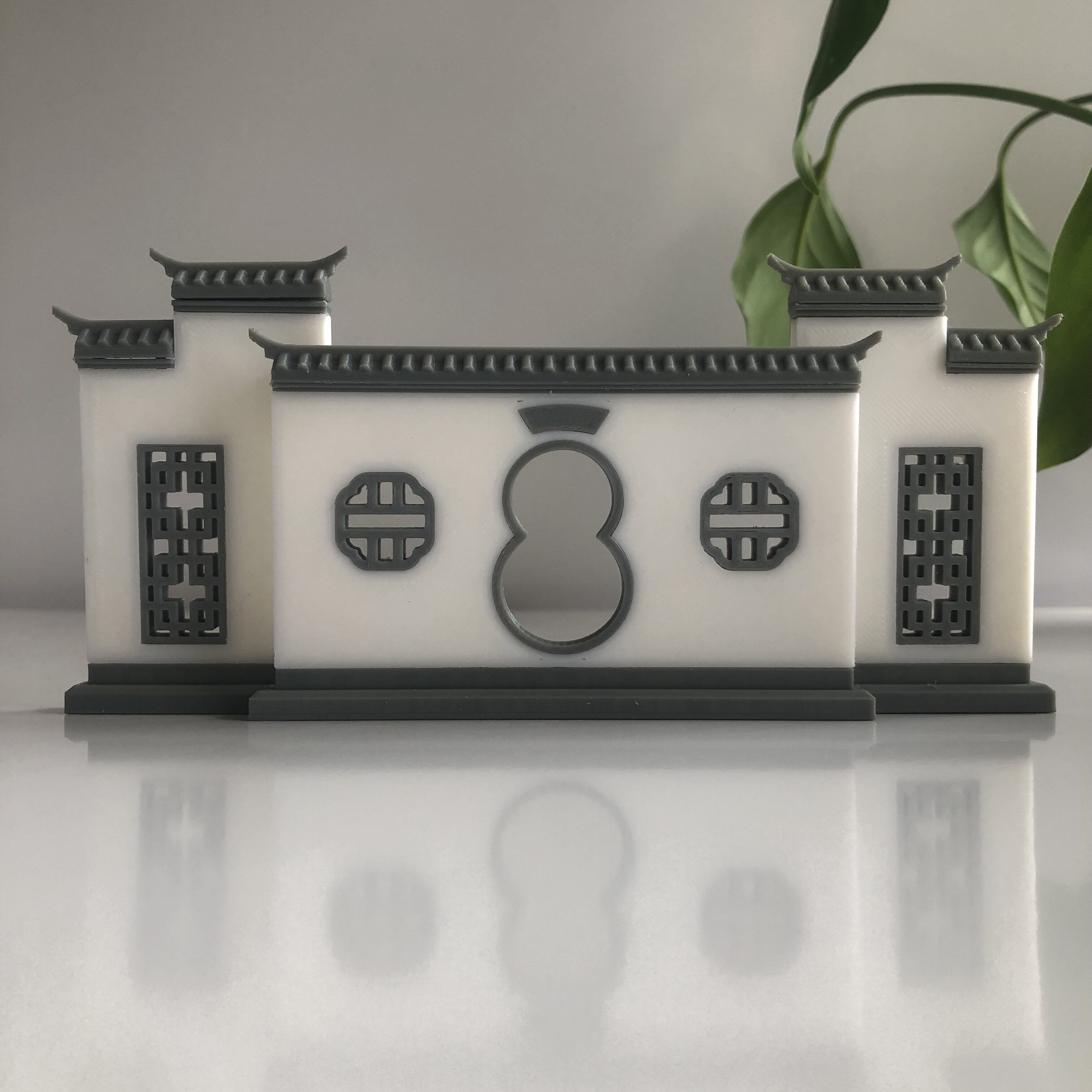 中式仿古建筑花窗门头古建摆件马头墙景墙造景盆景拼装树脂微景观