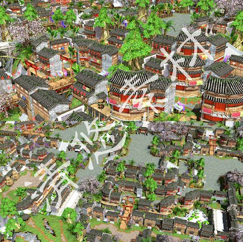 3dmax fbx格式c4d大型古代建筑街道古镇古城山寨 游戏场景模型404