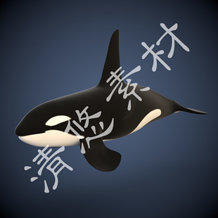 526 带游泳动画文件 C4D卡通鲸鱼绑定动画模型 海洋动物模