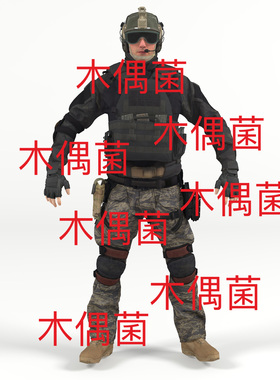 c4d fbx格式次时代欧美面部绑定特种兵战士人物男文件 非实物C829