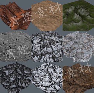 8K地形地貌贴图obj 模型沙漠雪山月球外星地表山丘火山927 fbx格式