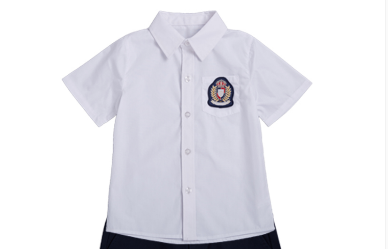 儿童白衬衫短袖夏季纯棉小男孩白色半袖薄上衣女学生JK校园表演服