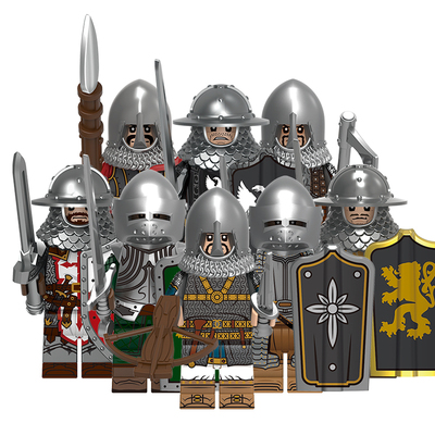 适用乐高中古骑士圣堂武士城堡守卫黑鹰骑兵战士积木人仔拼装玩具