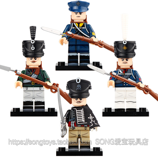 兼容国产拿破仑战争军事人仔普鲁士近卫军骠骑兵N021-024积木玩具