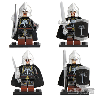 科睿积木KT1014魔戒刚铎兵剑步兵队长弓箭手枪步兵拼装人仔玩具