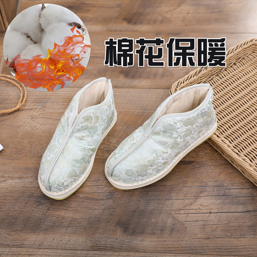 冬季新中式保暖千层底棉鞋女