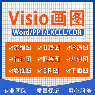 代画Visio图电路图ER图泳道图拓扑架构图曲线图表制作word流程图