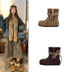 勃肯鞋 厚底增高雪地靴复古加绒保暖棉鞋 马丁靴子 毛毛鞋 赵露思同款