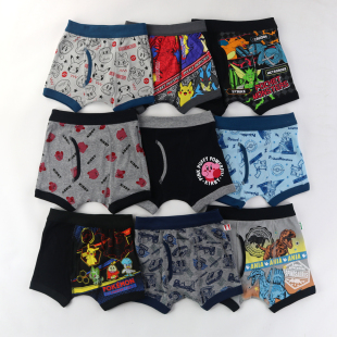 出口日单儿童纯棉内裤男童四季平角短裤男宝宝弹力短裤100-140