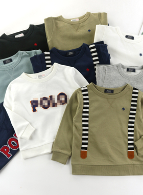 出口日单POL*秋款儿童纯棉毛圈休闲卫衣加绒男女童套头外套80-140