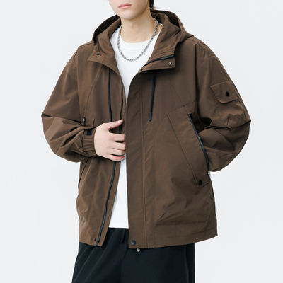 户外风连帽工装宽松夹克衫男装