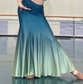 2025新款成人傣族舞蹈演出服练功练习裙渐变修身包臀鱼尾裙单舞裙