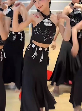 新款儿童傣族舞蹈服孔雀舞艺考包臀裙花腰姑娘儿童民族舞练功服装