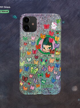 GENTLE REBELS原创奈良美智蝴蝶手机壳适用iphone17promax苹果16肌理质感油画ins小众街头涂鸦艺术hellokitty