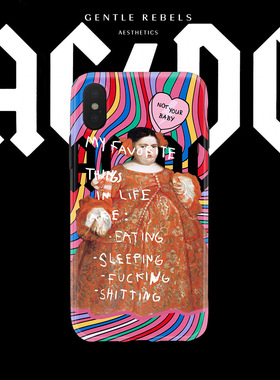 GENTLE REBELS 原创iphone17手机壳恶搞油画土酷少女适用苹果16promax欧洲宫廷风朋克乐队ACDC波普彩色波浪纹