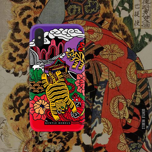 质感超好浮世绘老虎苹果16手机壳