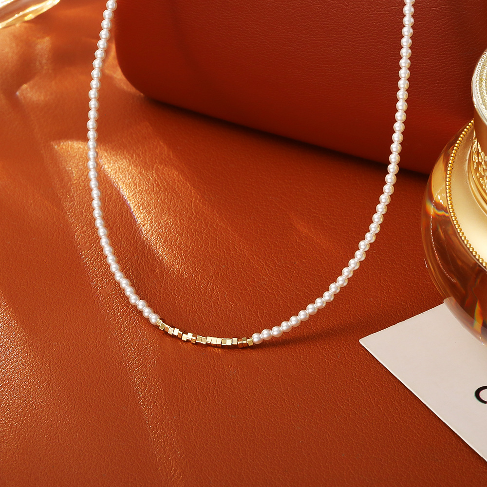 碎银几两珍珠项链简约时尚高级感百搭锁骨链真金电镀