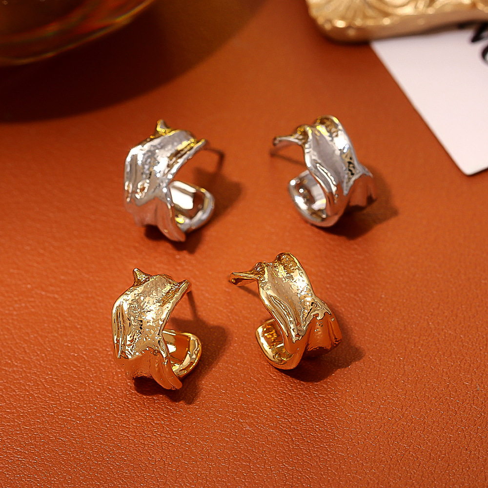 高级感不规则C圈耳钉欧美INS风时尚小众耳饰女简约大气冷淡风