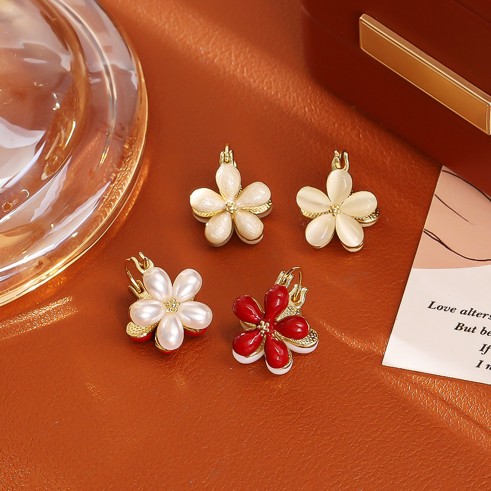 爆款两面可戴耳环花朵高级感时尚精致小巧拼色耳扣日韩风清新