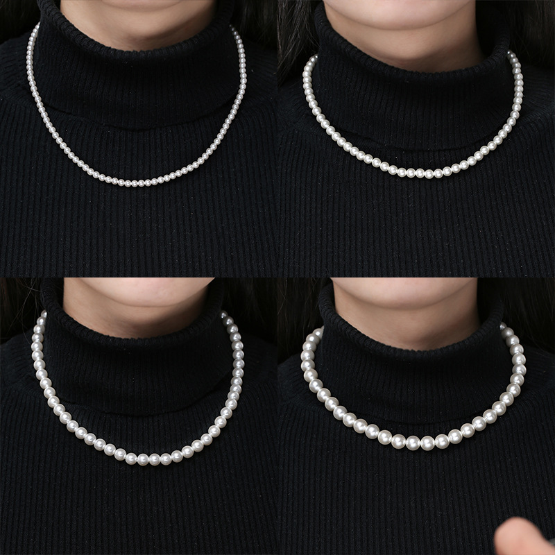爆款珍珠项链高级感基础款时尚百搭毛衣链INS风简约流行正圆颈链