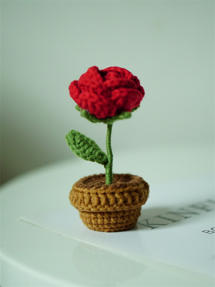 POTTED FLORETS DIY MATERIAL PACKAGE HANDMADE CROCHET WOOL TO MAKE SUNFLOWER ROSE MINI CAR ORNAMENTS