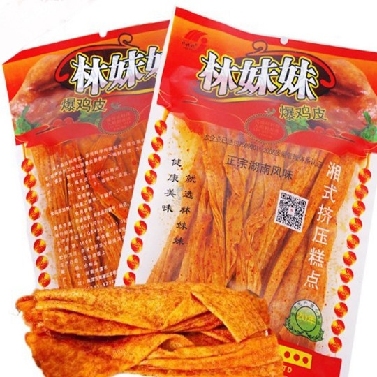 林妹妹香飘飘爆鸡皮180g麻辣网红辣条麻辣片熟食休闲零食小吃包邮