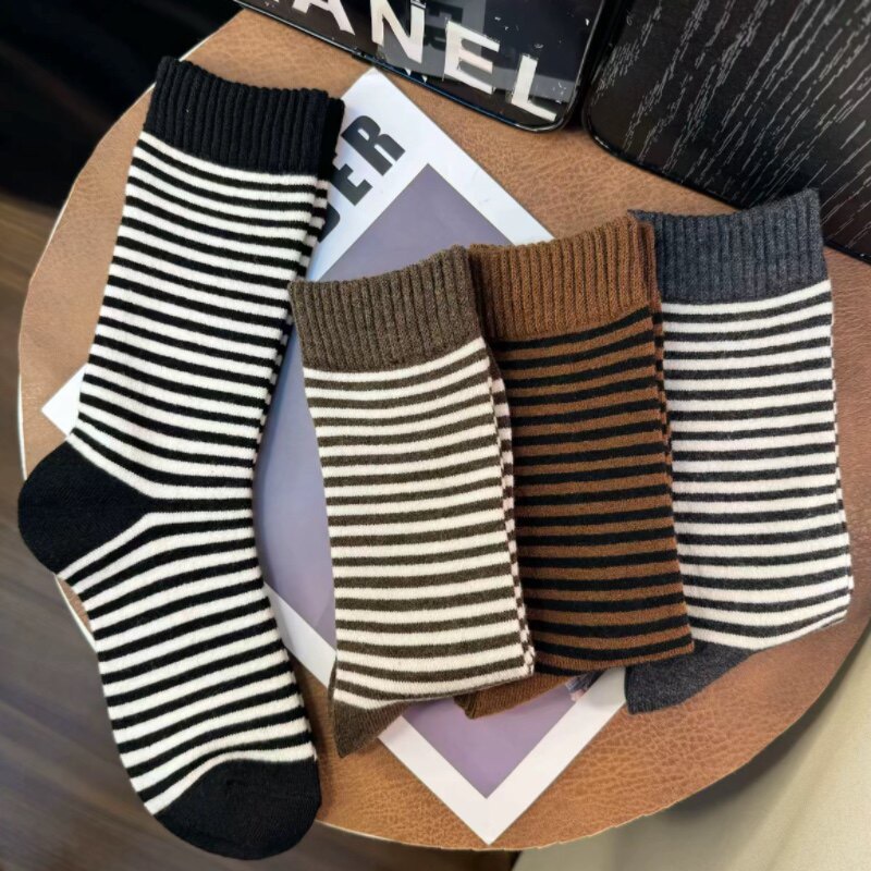 高筒保暖羊毛条纹加厚