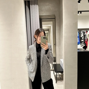 Theory青果领千鸟格女装单粒扣西装N1106108