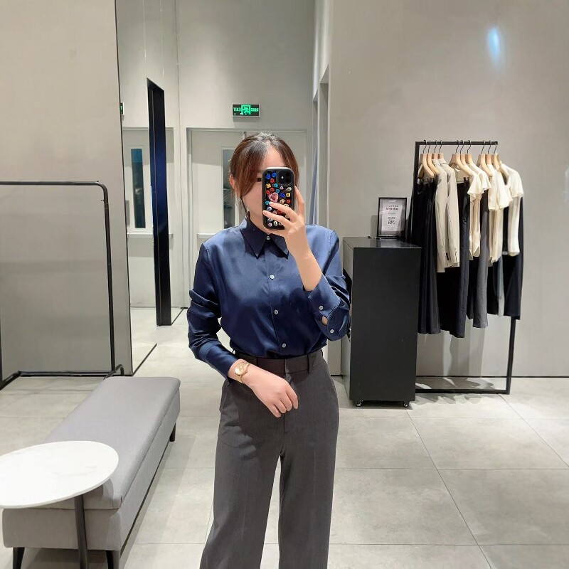 俞飞鸿同款桑蚕丝经典长袖衬衫