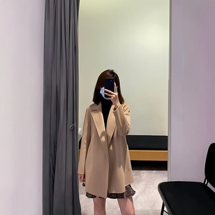 Theory双面羊毛羊绒翻领宽松无扣长袖大衣外套K0701412