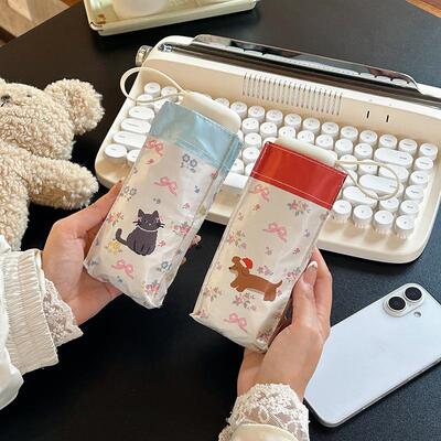 韩系扁六折黑胶太阳伞防晒小巧