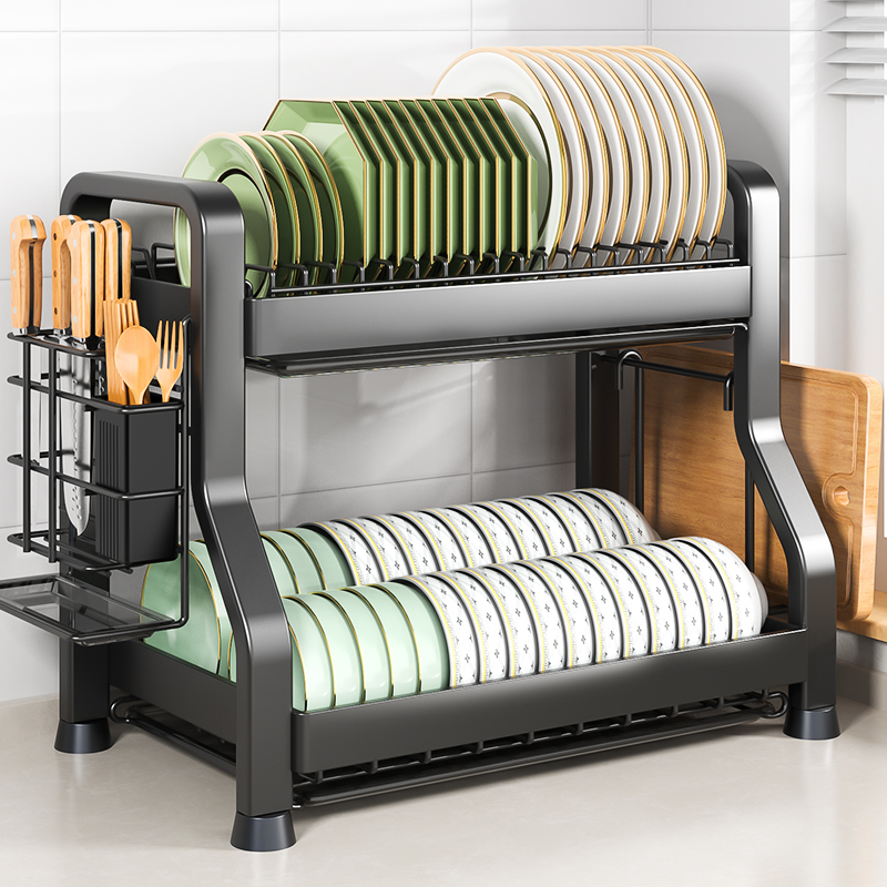 厨房置物架碗碟碗盘收纳层架沥水架家用多功能放碗架碗筷收纳盒碗
