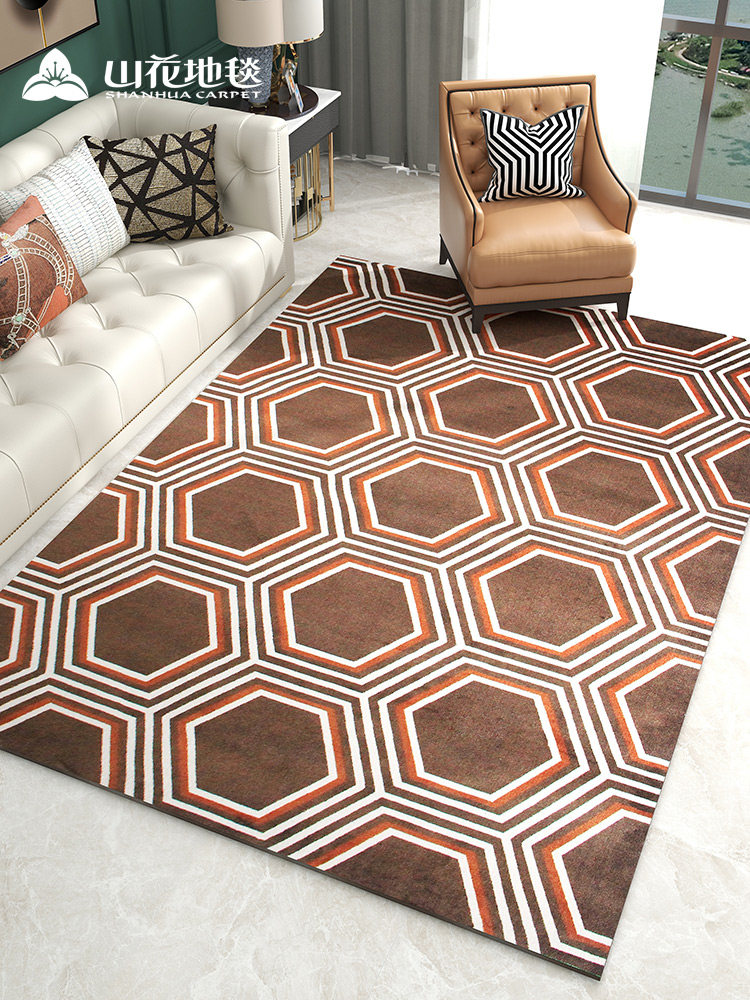 山花地毯轻奢客厅卧室现代长方形几何图案门厅书房床边尼龙地毯