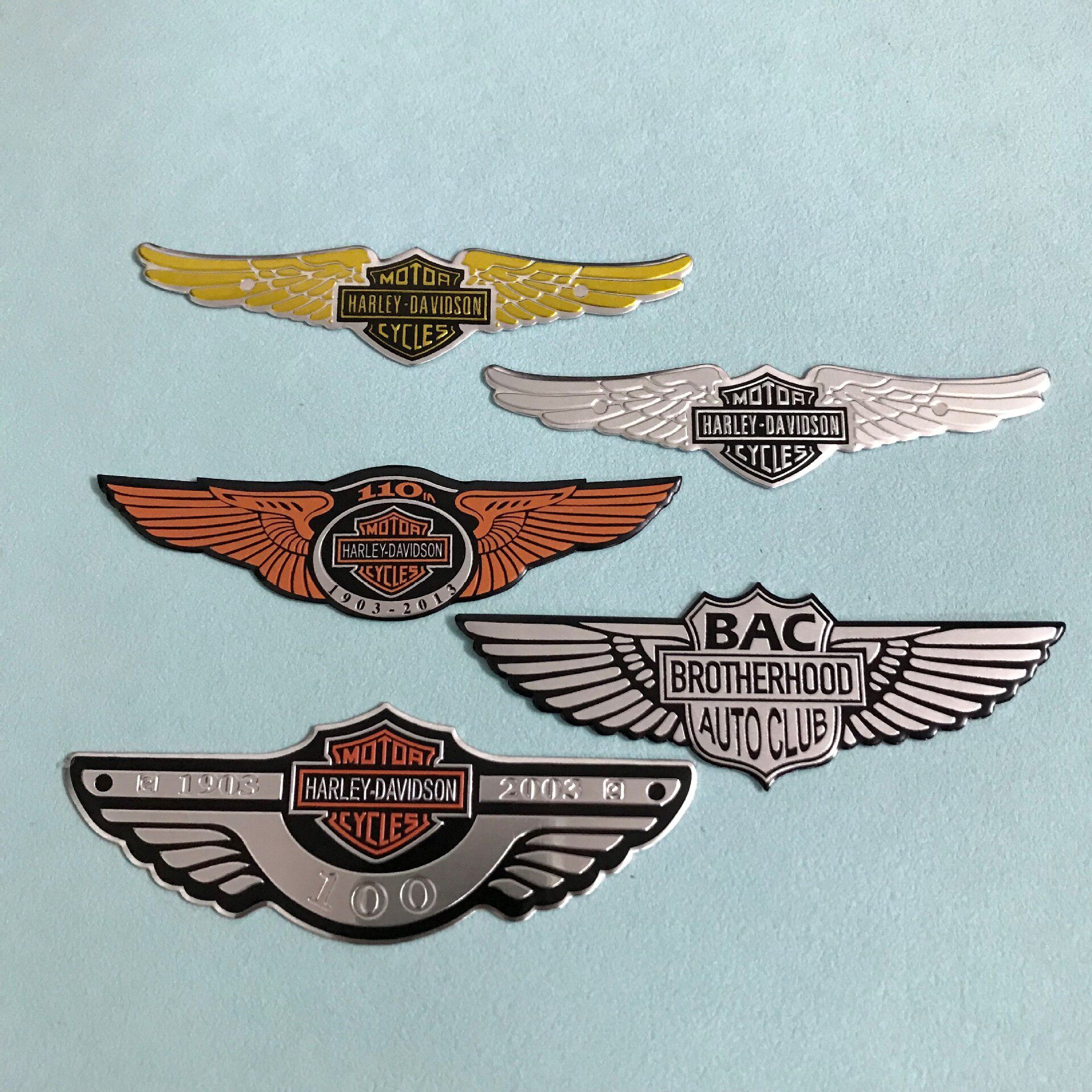 摩托车金属贴标100/110周年纪念款车标贴BAC翅膀铝贴汽车划