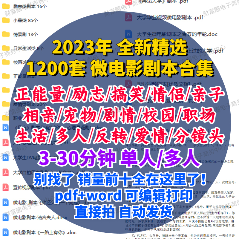 微电影情景剧剧本脚本校园分镜头职场爱情励志文案话剧拍摄素材-封面