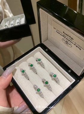 S925纯银天然a货翡翠小清新超精致百搭镂空戒指新中式富贵感礼物