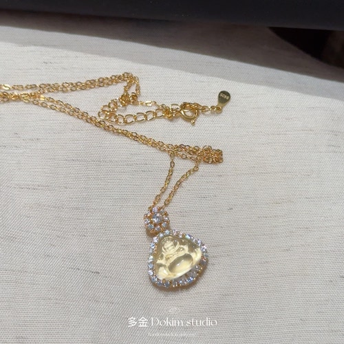 超精致S925纯银天然水沫玉迷你招米佛公吊坠项链新中式送礼礼物