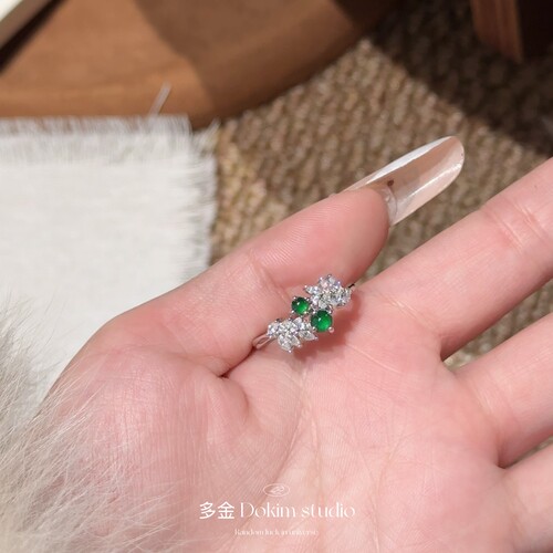 麦穗 S925纯银天然A货翡翠戒指超闪新中式高级感百搭气质国风戒指