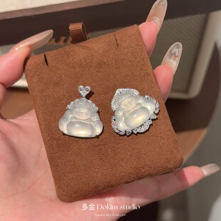 S925纯银天然缅甸高冰水沫玉佛公吊坠项链新中式 国风高级感首饰