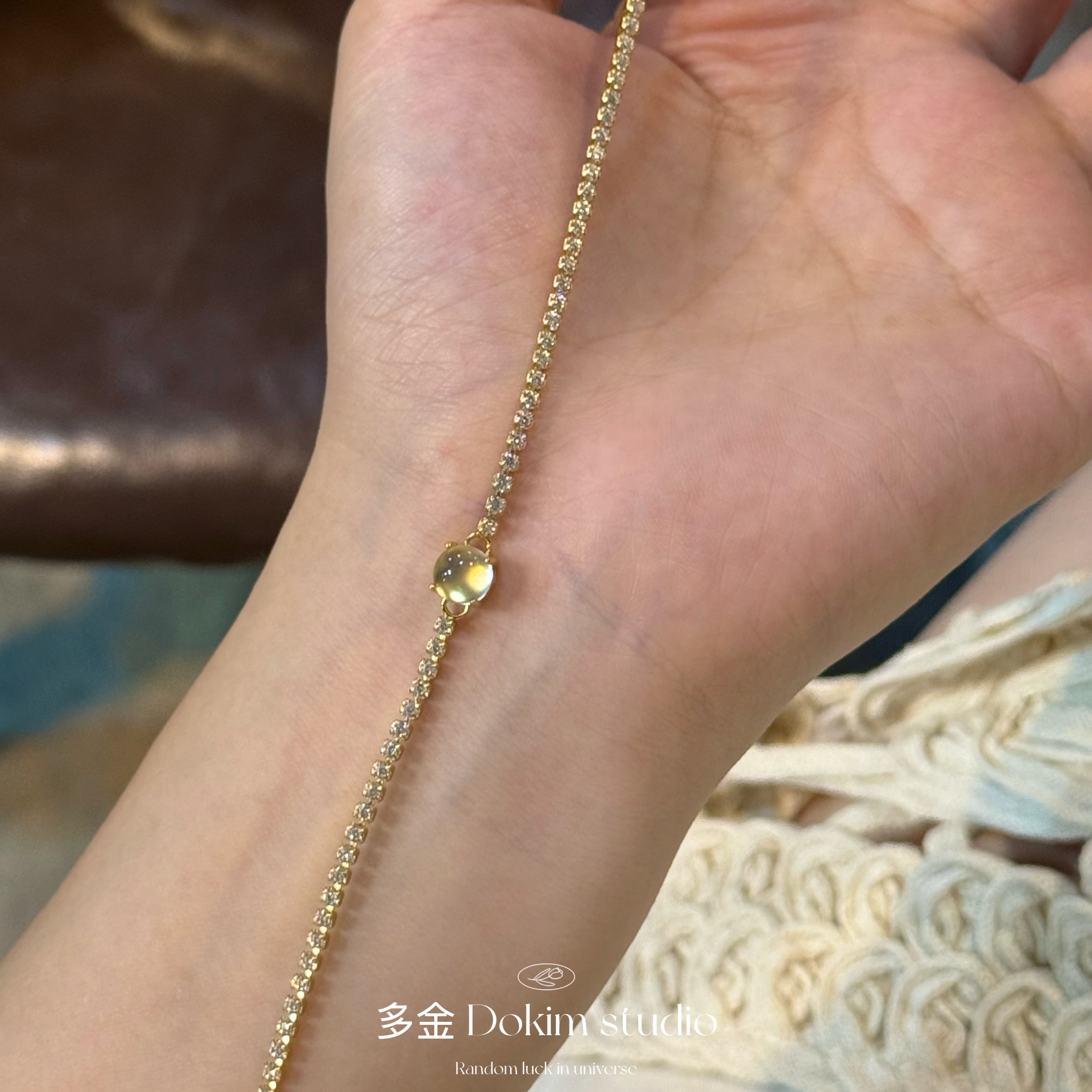 真的好闪 S925纯银天然水沫玉手链小灯泡刚蛋简约新中式显白首饰