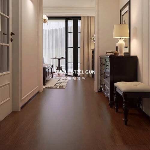 法式中古柔光天鹅绒焦糖木纹瓷砖