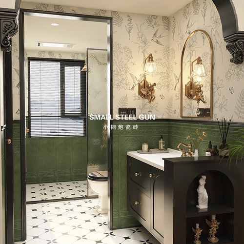 法式复古燕子花砖卫生间瓷砖