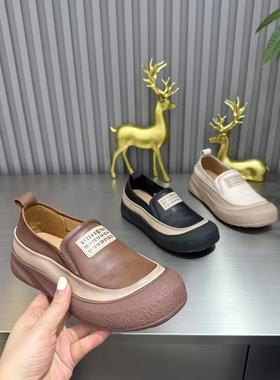 SICA 2025新款板鞋一脚蹬真皮运动休闲鞋女头层牛皮单鞋乐福鞋