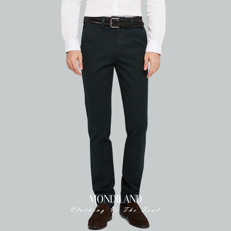 麦迪莱登弹力棉军绿色休闲裤长裤