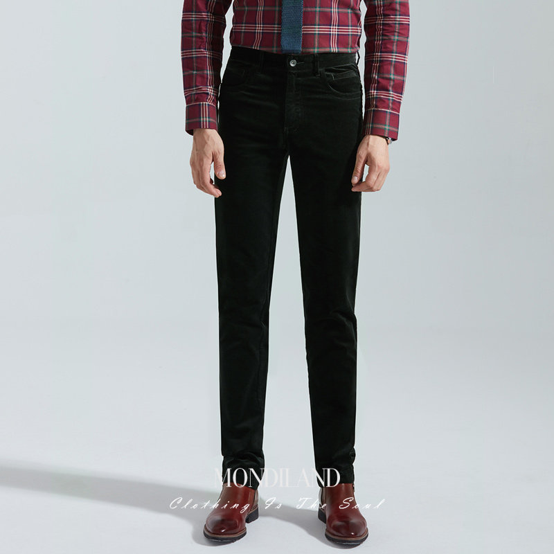 灯芯绒加厚商务墨绿色麦迪莱登