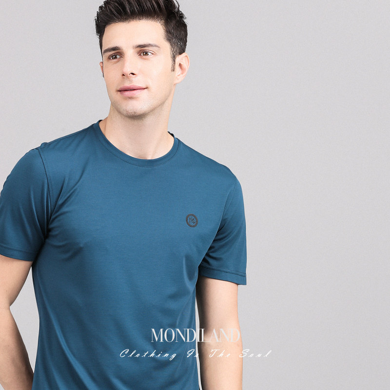 麦迪莱登吸湿平纹军绿色冰丝t恤