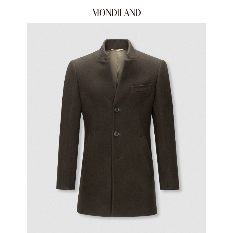 麦迪莱登冬季立领羊毛单排扣大衣