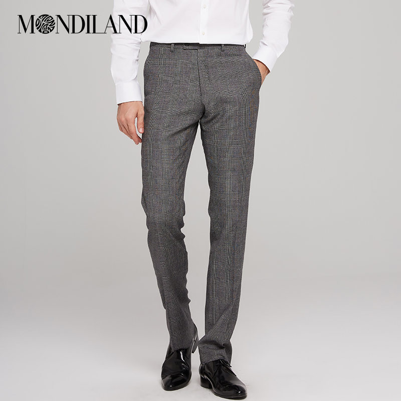 MONDILAND麦迪莱登时尚英伦格纹简约韩版绅士长裤西裤X1803