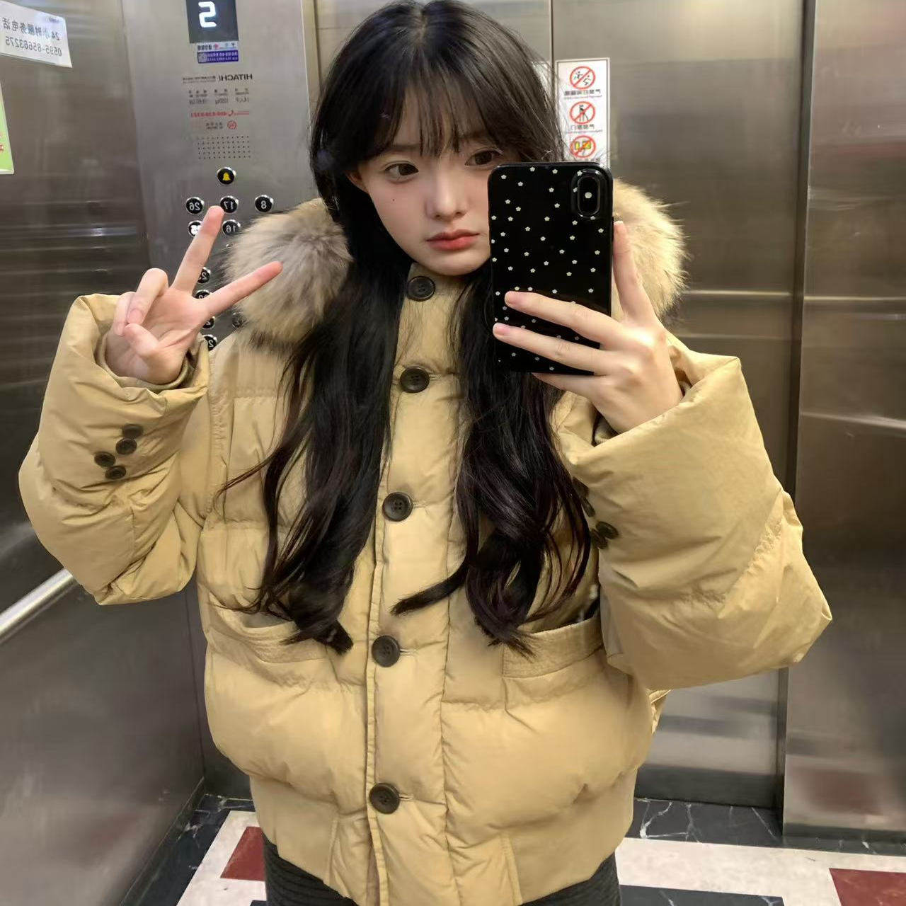冬季短款羽绒服女2026新款美式白鸭绒加厚保暖修身显瘦大毛领外套